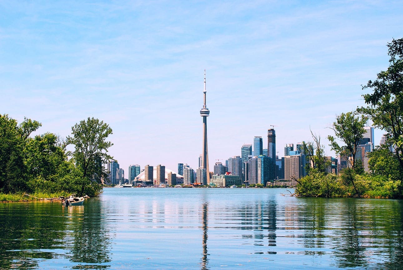 Wideshot of Toronto skyline taken from Toronto Island.