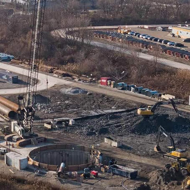 Aerial photo of the Ashbridges Bay tunnel project