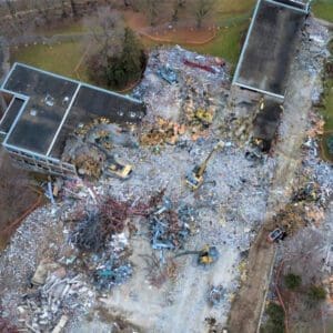 Aerial view of the Parkside demolition project