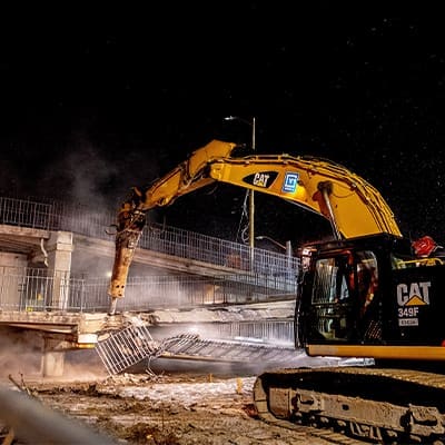 YORK1 demolition of the Ogden Pedestrian bridge, over the QEW highway