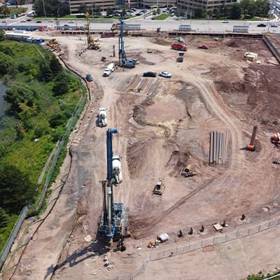 Deep structural caissons work at Erin Mills North development project