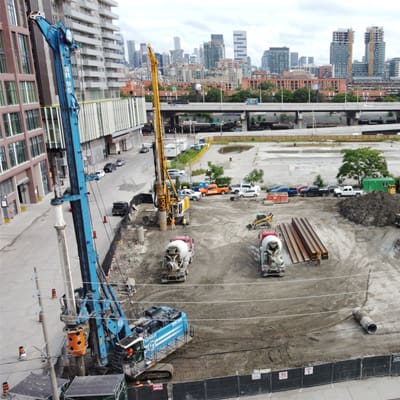 A YORK1 jobsite with Soilmec drilling equipment.