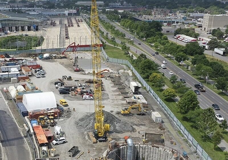 Aerial photo of the Coxwell underground project