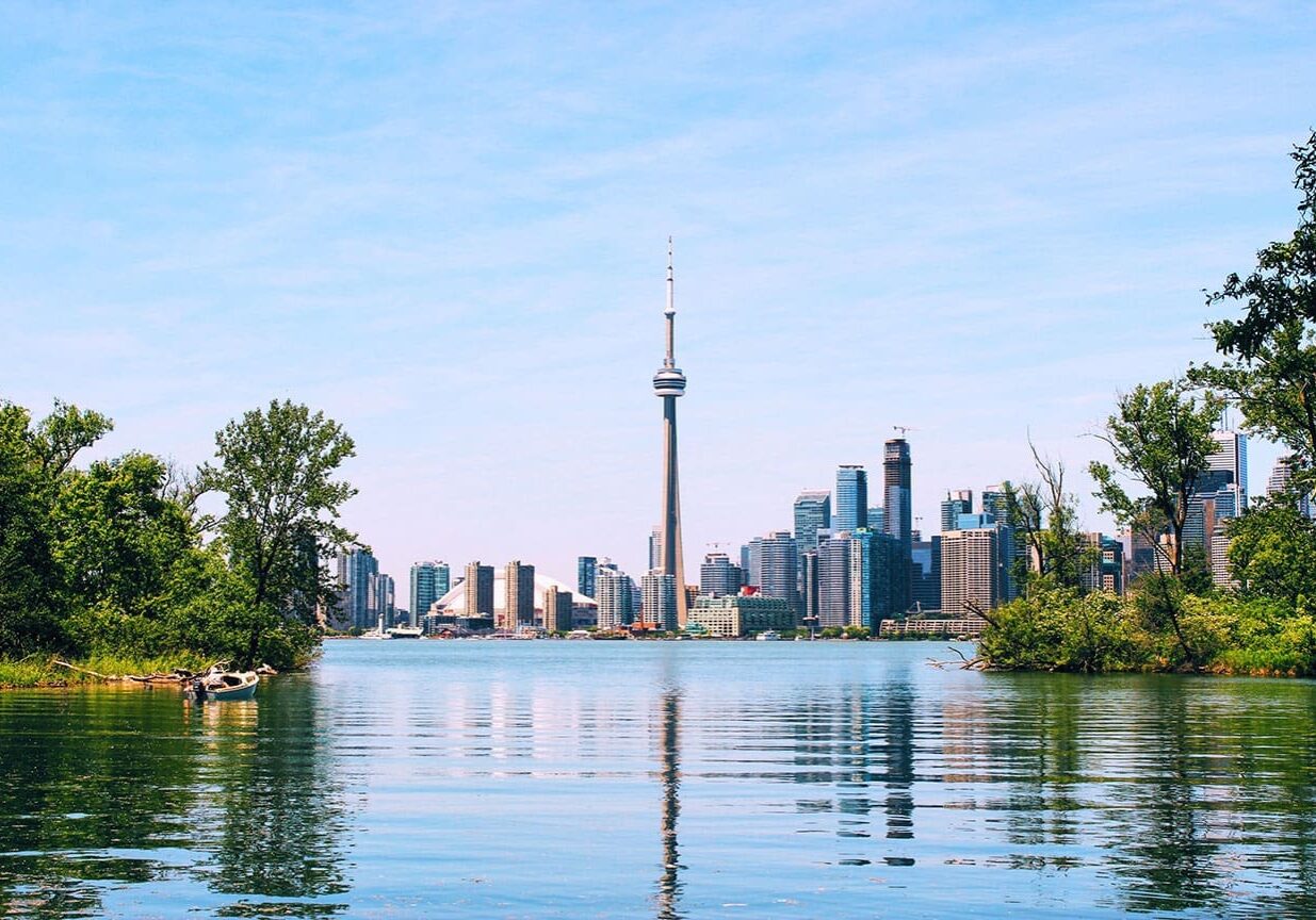 Wideshot of Toronto skyline taken from Toronto Island.